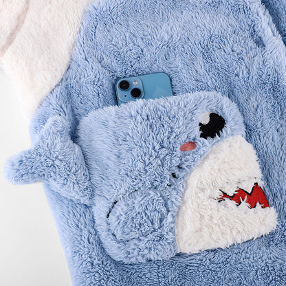 Kawaii Cartoon Shark Plush Boyfriend Girlfriend Hooded Pajamas Set
