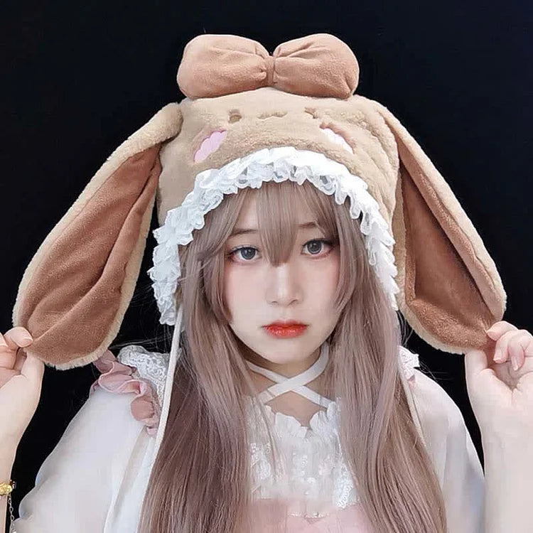 Kawaii Bowknot Decor Lolita Bunny Ears Plush Hat