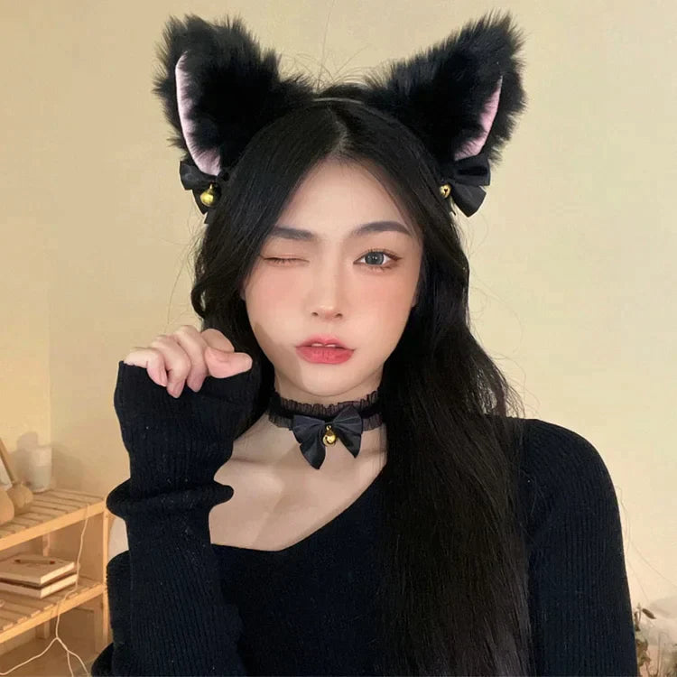 Fox Ears Headband Choker Cosplay Costume Accessory