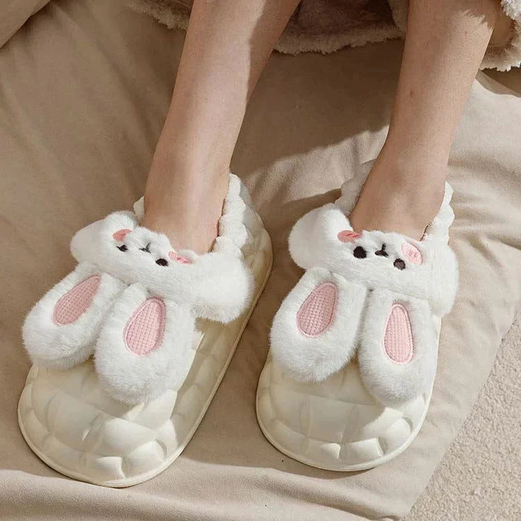 Cute Cartoon Bunny Detachable Plush Slippers