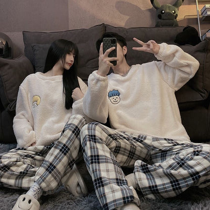 Sweet Cartoon Boygirl Couple Pajamas Set