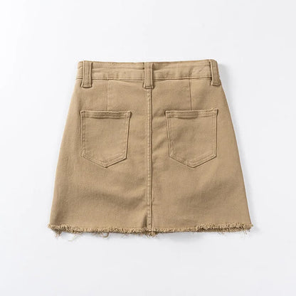 Chic High Waist A-line Pockets Denim Skirt