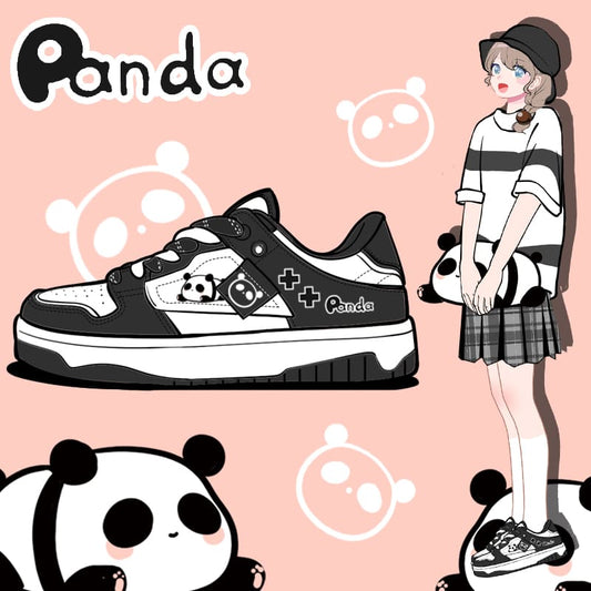 Kawaii Cartoon Panda Letter Low Top Sneakers
