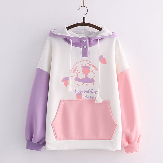 Kawaii Foodie Bunny Colorblock Sweatshirt Hoodie