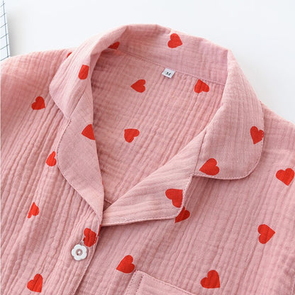 Kawaii Love Heart Printed Pajamas Set