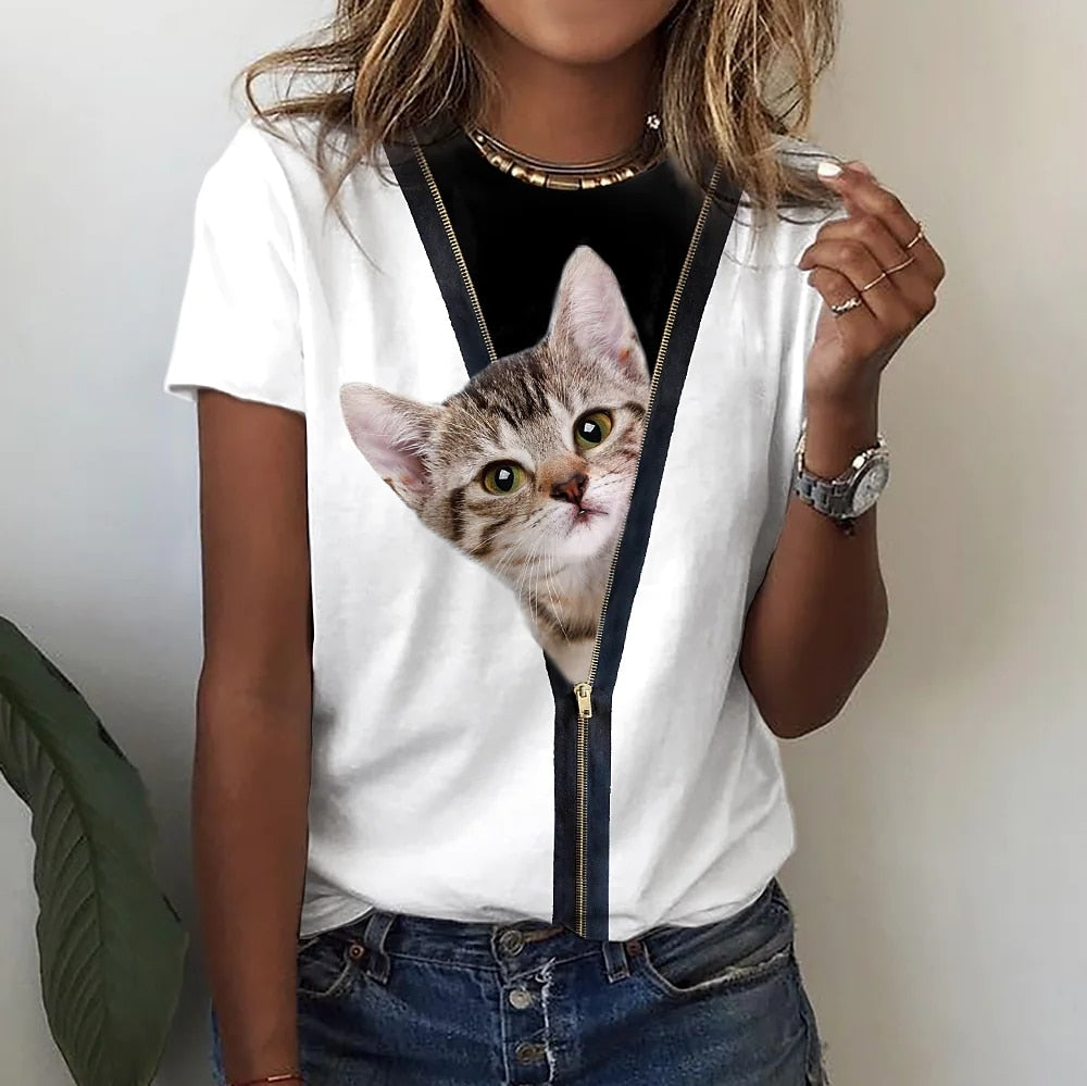 3D Cardigan Cat Outs T-Shirt