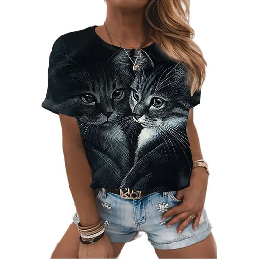 3D Reflective Cat T-Shirt