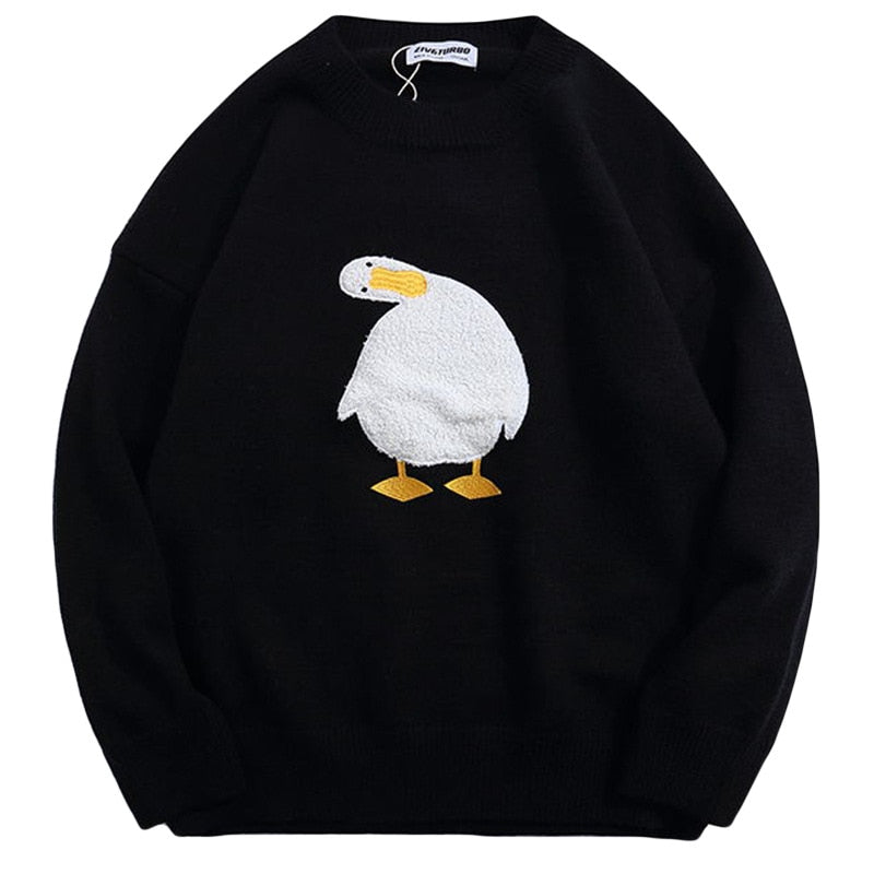 Harajuku Kawaii Cartoon Duck Embroidery Sweater