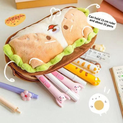 Kawaii Plush Hamburger Puppy & Bear Pencil Case - Pencil Case - Kawaii Bonjour