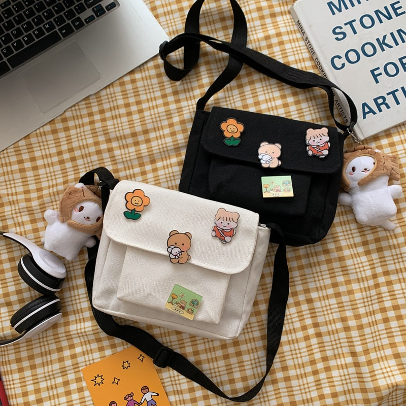 Kawaii Canvas Mini Crossbody Bag