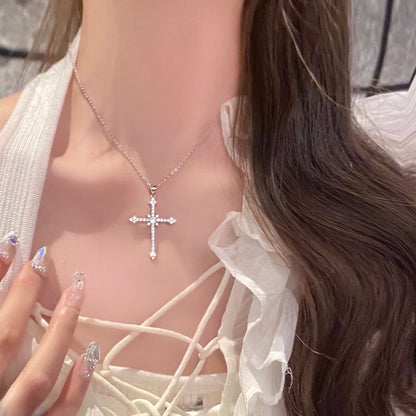 Crystal Zircon Cross Pendant Necklace