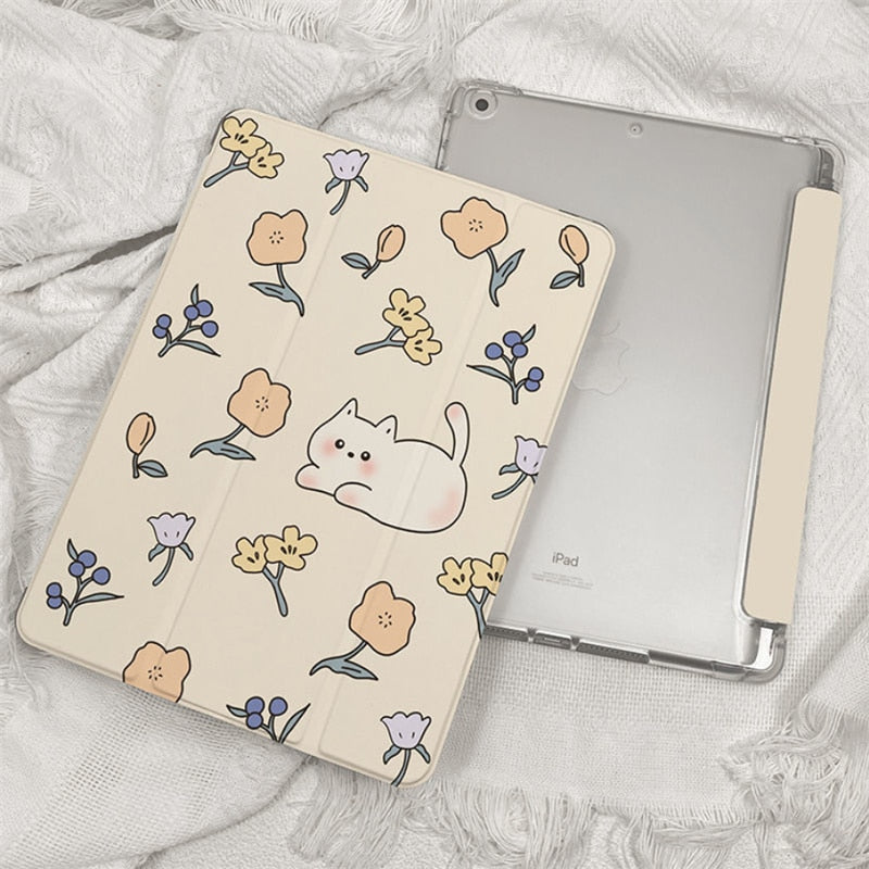 Kawaii Flowers Cat iPad & Laptop Sleeve - iPad & Laptop Sleeve - Kawaii Bonjour