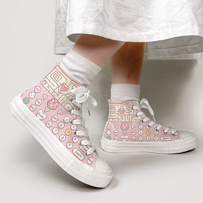 Kawaii Lolita Maze Game Bunny Sneakers - Sneakers - Kawaii Bonjour
