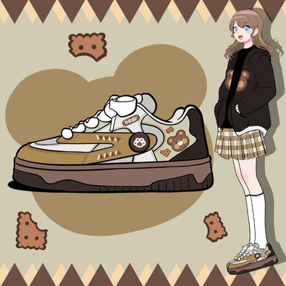 Kawaii Retro Cookies Bear Paw Sneakers