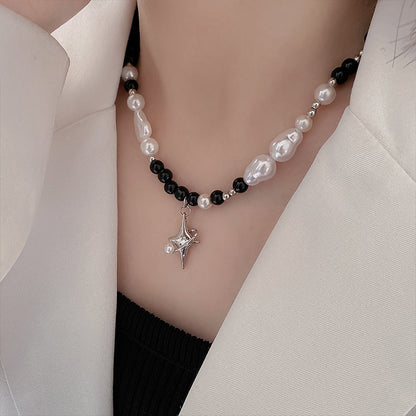 Punk Star Pearl Beads Pendant Necklace