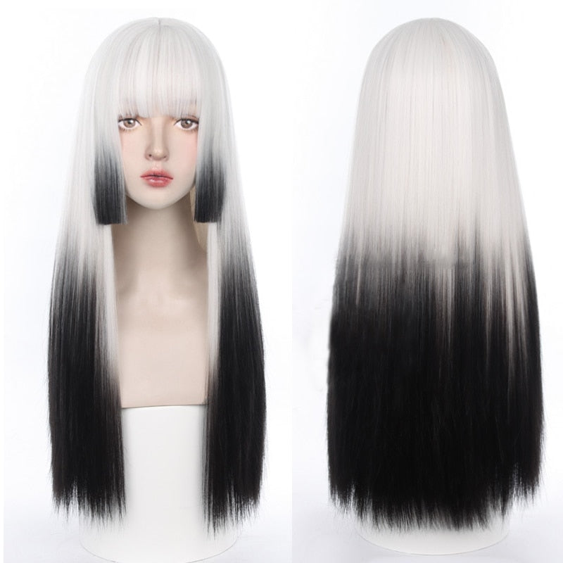 Stylish Lolita Long Straight Hair Wig With Air Bangs