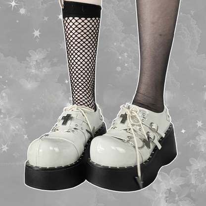 Lolita Goth Cross Mary Janes Shoes - Mary Janes - Kawaii Bonjour