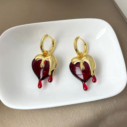 Harajuku Trendy Melt Heart Earrings