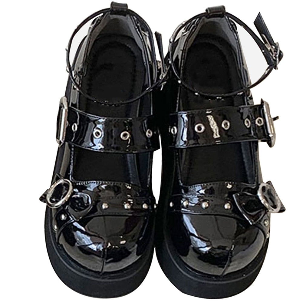 Lolita Circle Chain Bow Mary Janes Shoes