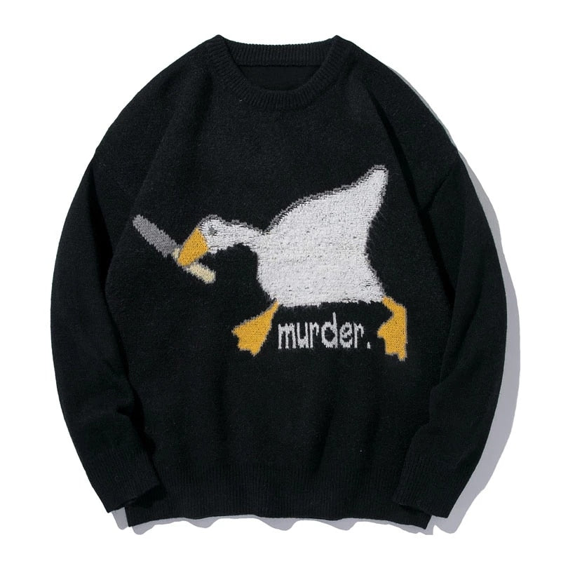 Harajuku Cartoon Murder Duck Knit Sweater
