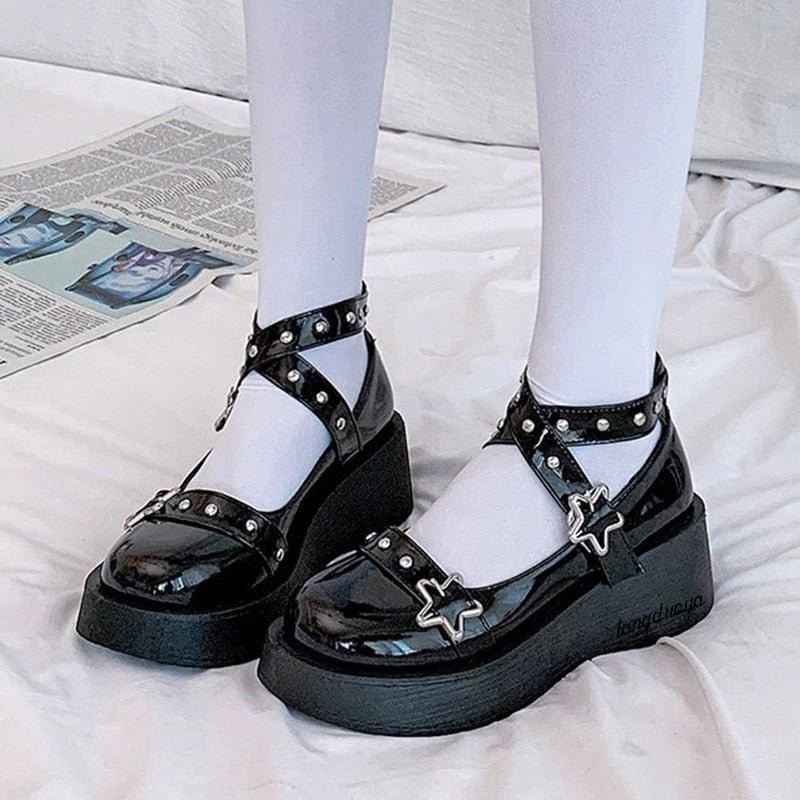 Lolita Star Buckle Strap Mary Janes Shoes - Mary Janes - Kawaii Bonjour