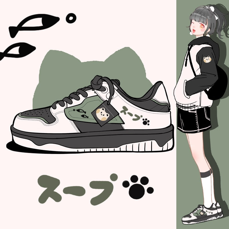 Retro Colorblock Cat Sneakers