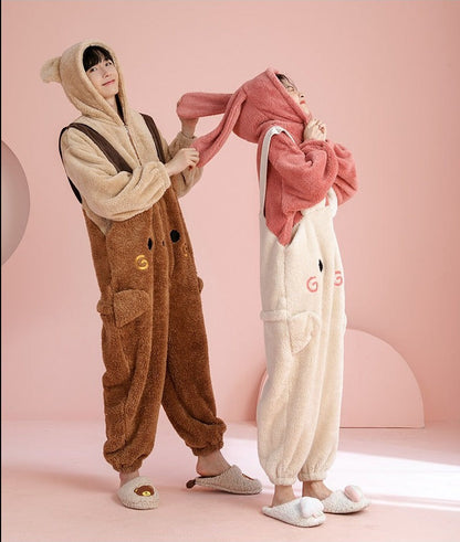 Kawaii Cartoon Bear Bunny Boyfriend Girlfriend Jumpsuit Pajamas