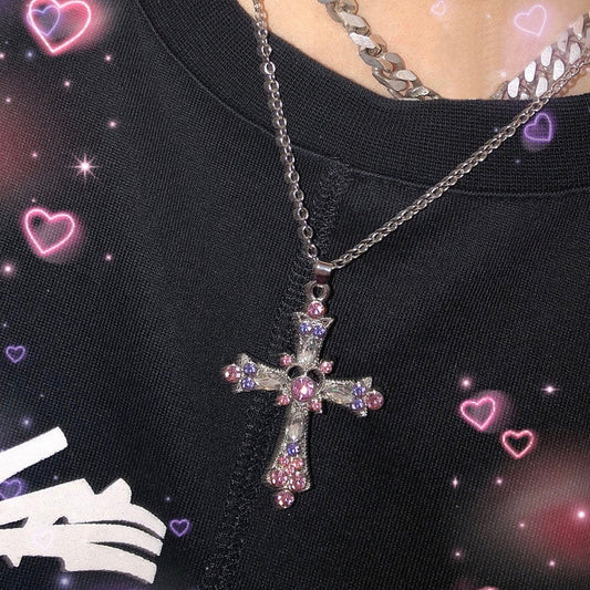 Gothic Heart & Cross Necklace - Necklace, Trending - Kawaii Bonjour