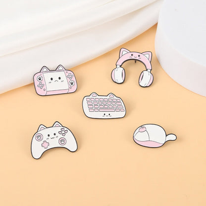 Gamer Cat Enamel Pins