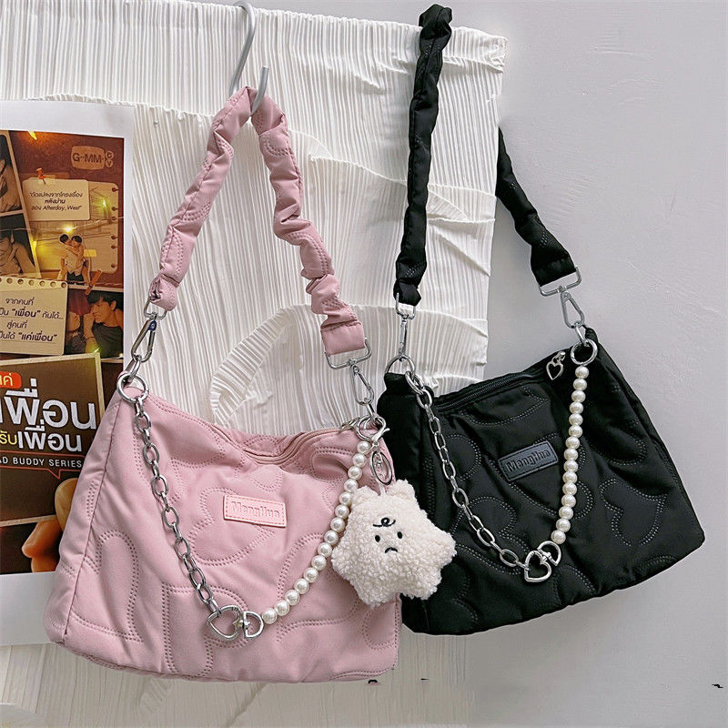 Kawaii Fashion Heart Pearl Zipper Bag