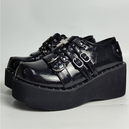 Lolita Goth Cross Mary Janes Shoes