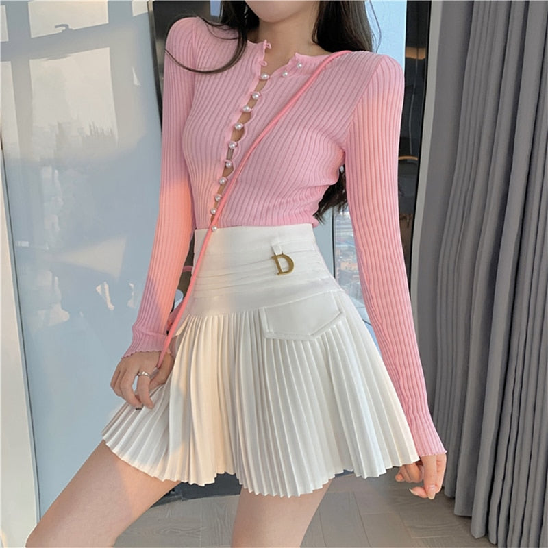 Casual Korean Fashion High Waist Skirt - Skirts, Trending - Kawaii Bonjour