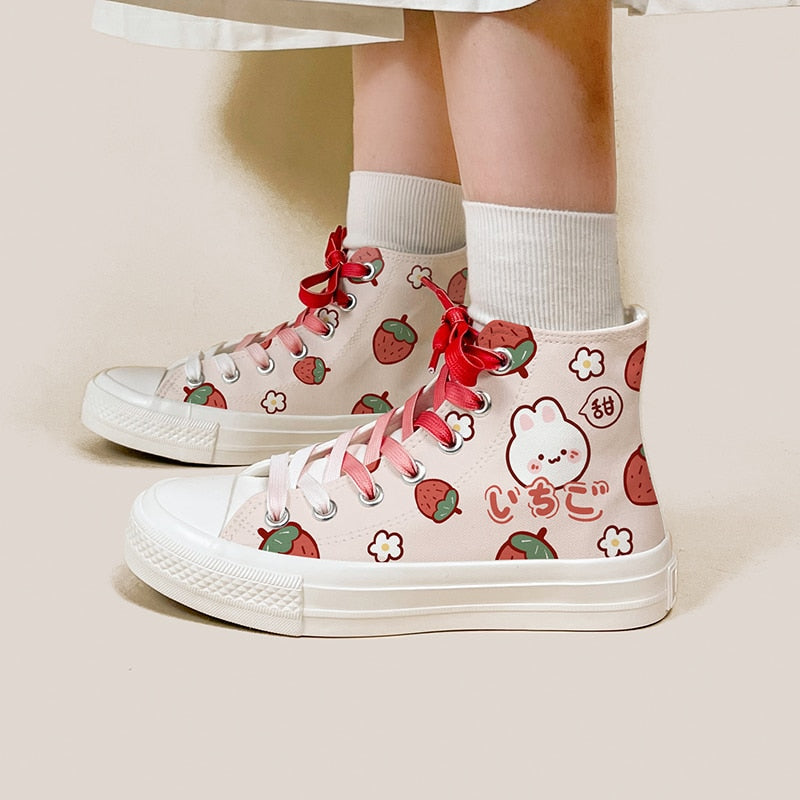Kawaii Japanese Bunny Strawberry Sneakers - Sneakers - Kawaii Bonjour
