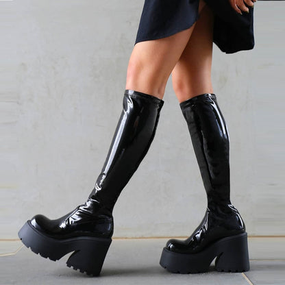Goth Platform High Heels Zip Boots