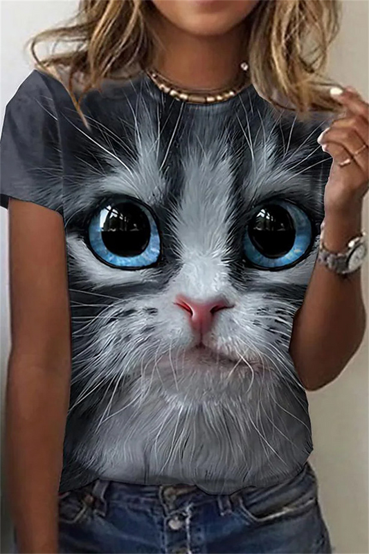 3D Big Eye Cat T-Shirt