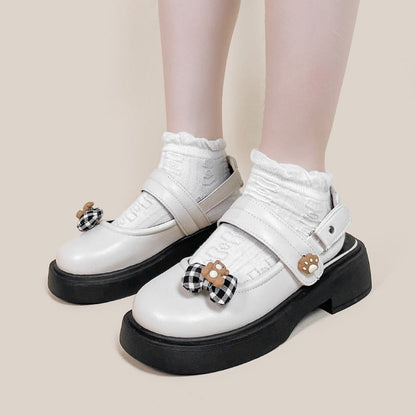 Lolita Bow Bear & Paws Decor Mary Janes Sandals