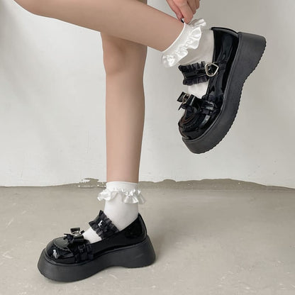 Lolita Lace Heart Buckle Mary Janes Shoes