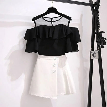 Strap Sweet Fashion Shirt & Skirt Set - New, Skirt, Tops - Kawaii Bonjour