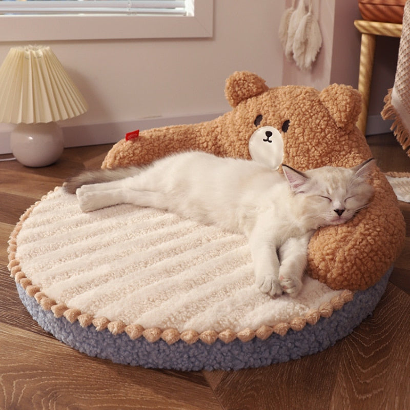 Kawaii Cartoon Bear Padded Cushion Cat Bed