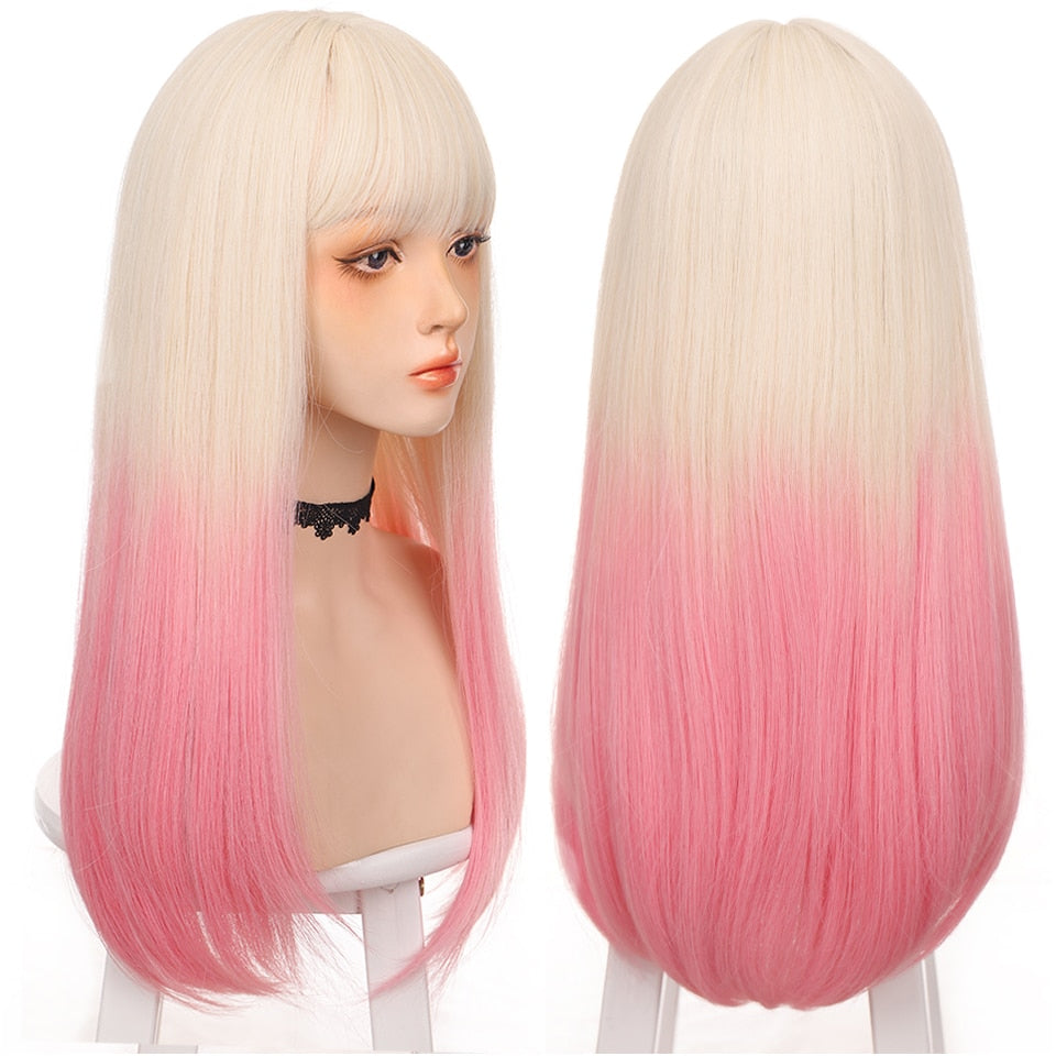 Cosplay Gradient Mix Color Long Straight Hair Wig