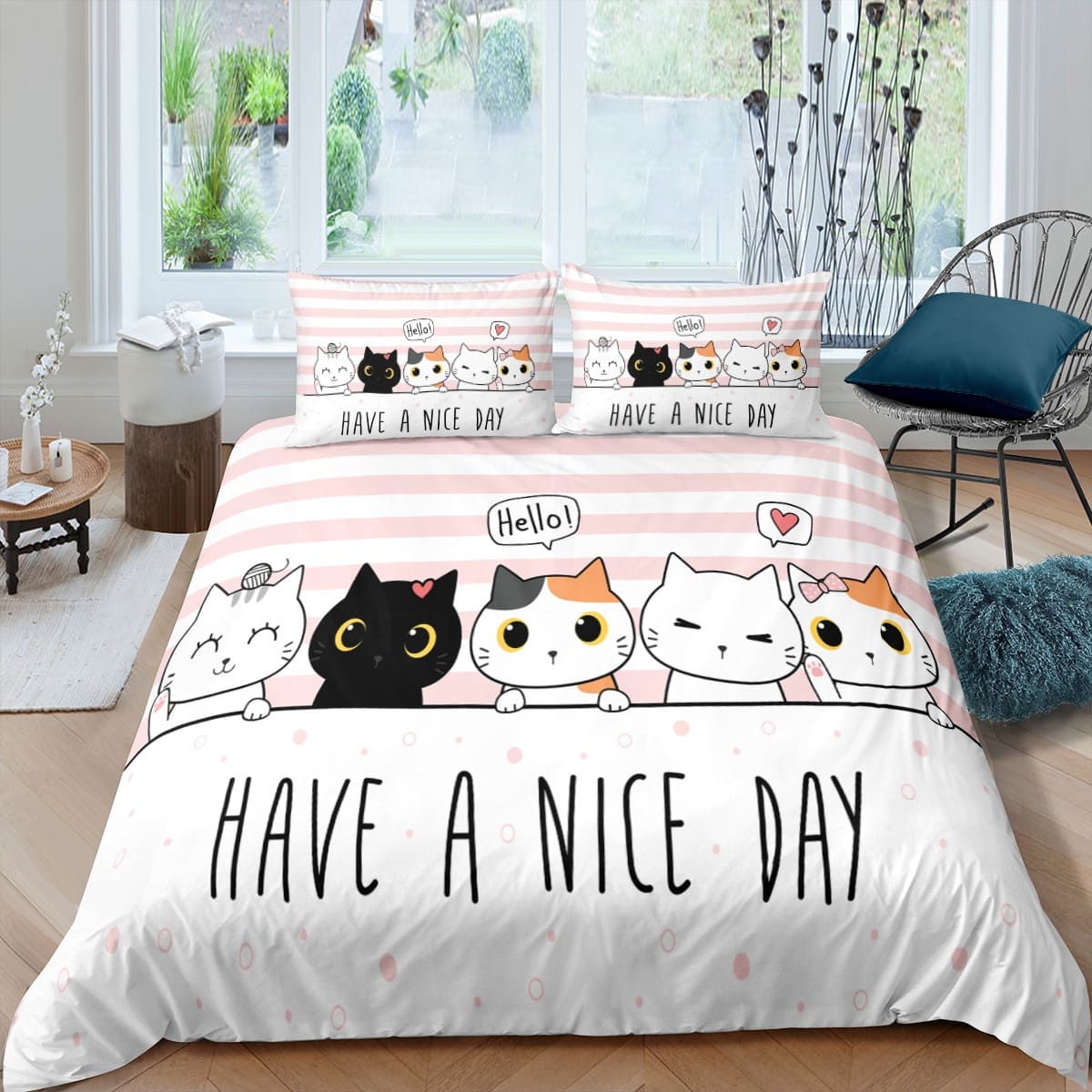 Lovely Cute Cartoon Kitty Cat Bedding Sets