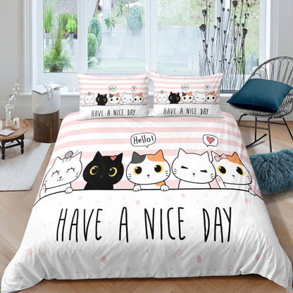 Cartoon Kitty Cat Love Heart Bedding Sets