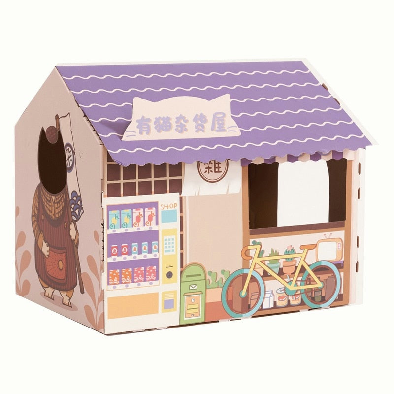 Kawaii Cardboard Scratcher Cat House Shop