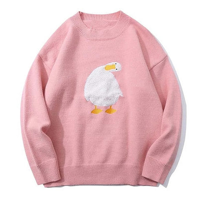 Harajuku Kawaii Cartoon Duck Embroidery Sweater