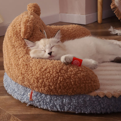Kawaii Cartoon Bear Padded Cushion Cat Bed