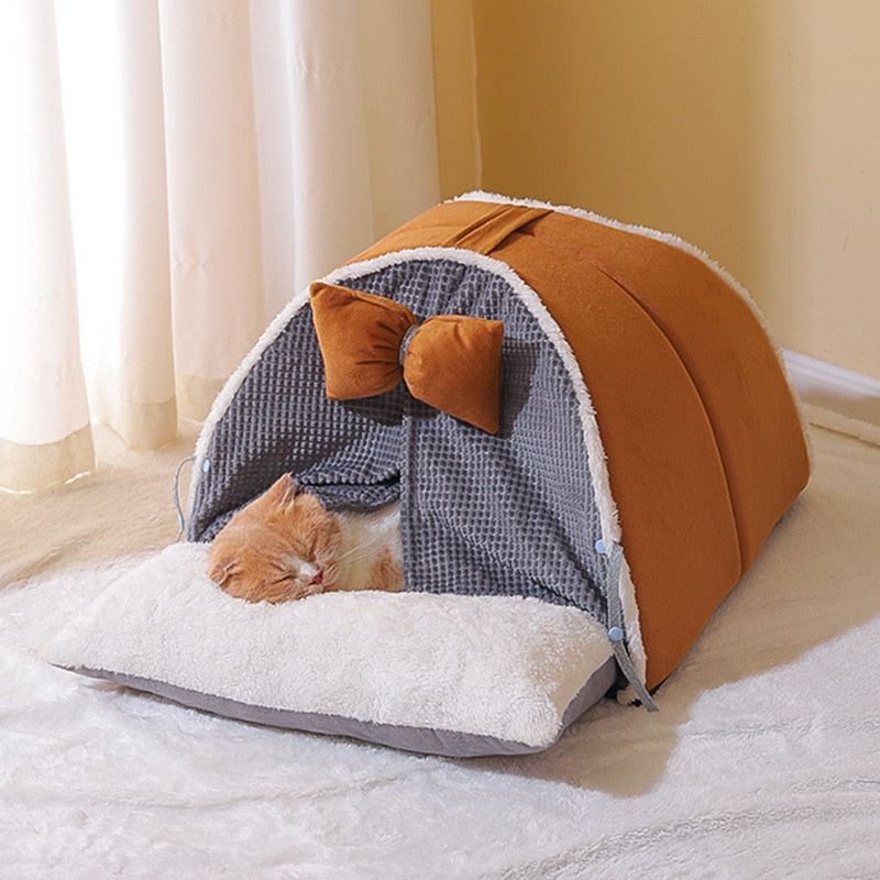 Luxurious Semi-Enclosed Cat Kennel Bed