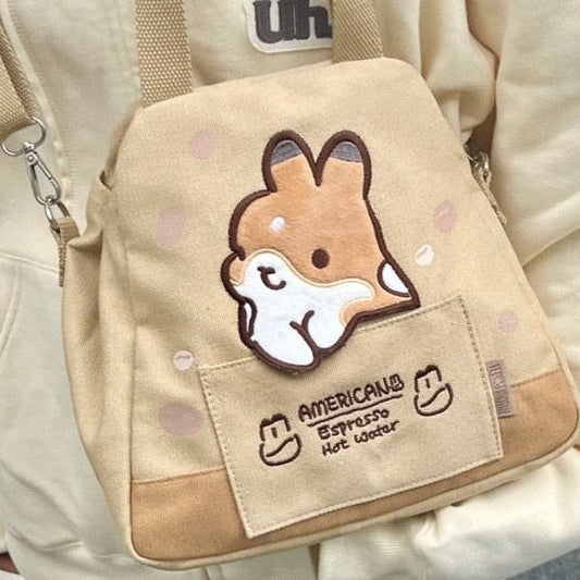 Kawaii Cartoon Bunny Espresso Crossbody Bag