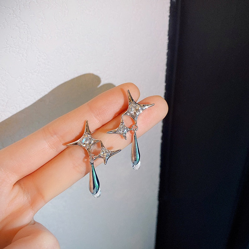 Zircon Star Chain Necklaces Earrings