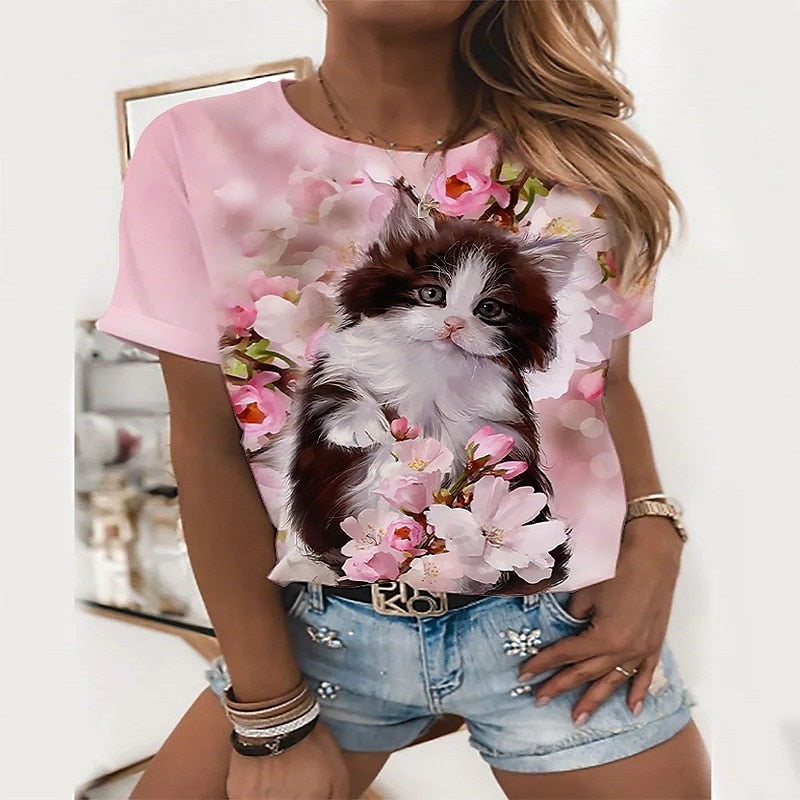 Blossom Flower Cat T-Shirt