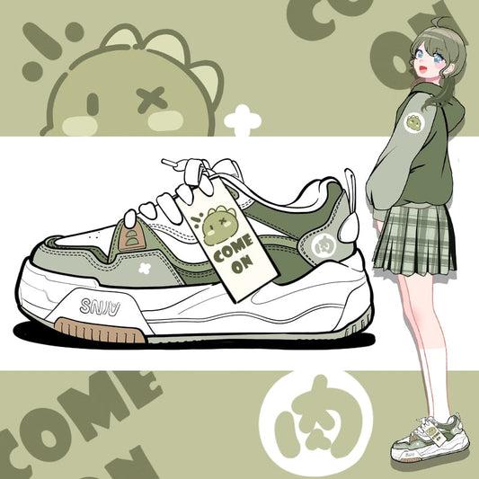 Kawaii Cartoon Dinosaur Letter Sneakers